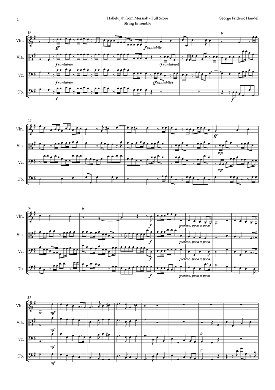 Hallelujah by Friedrich Händel for String Ensemble Chamber Music scores gallery preview page 2