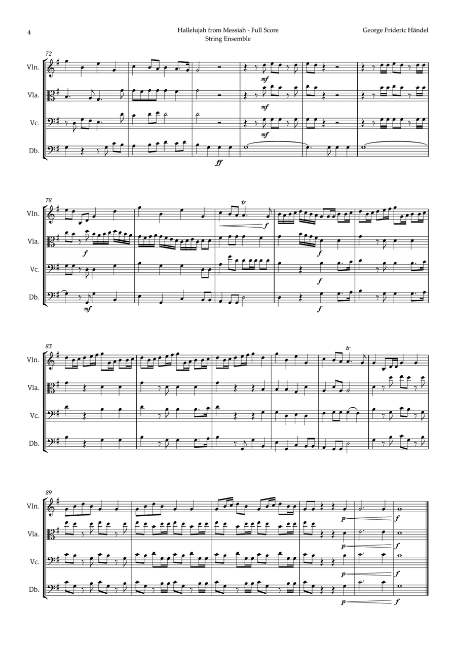 Hallelujah by Friedrich Händel for String Ensemble Chamber Music scores gallery preview page 4