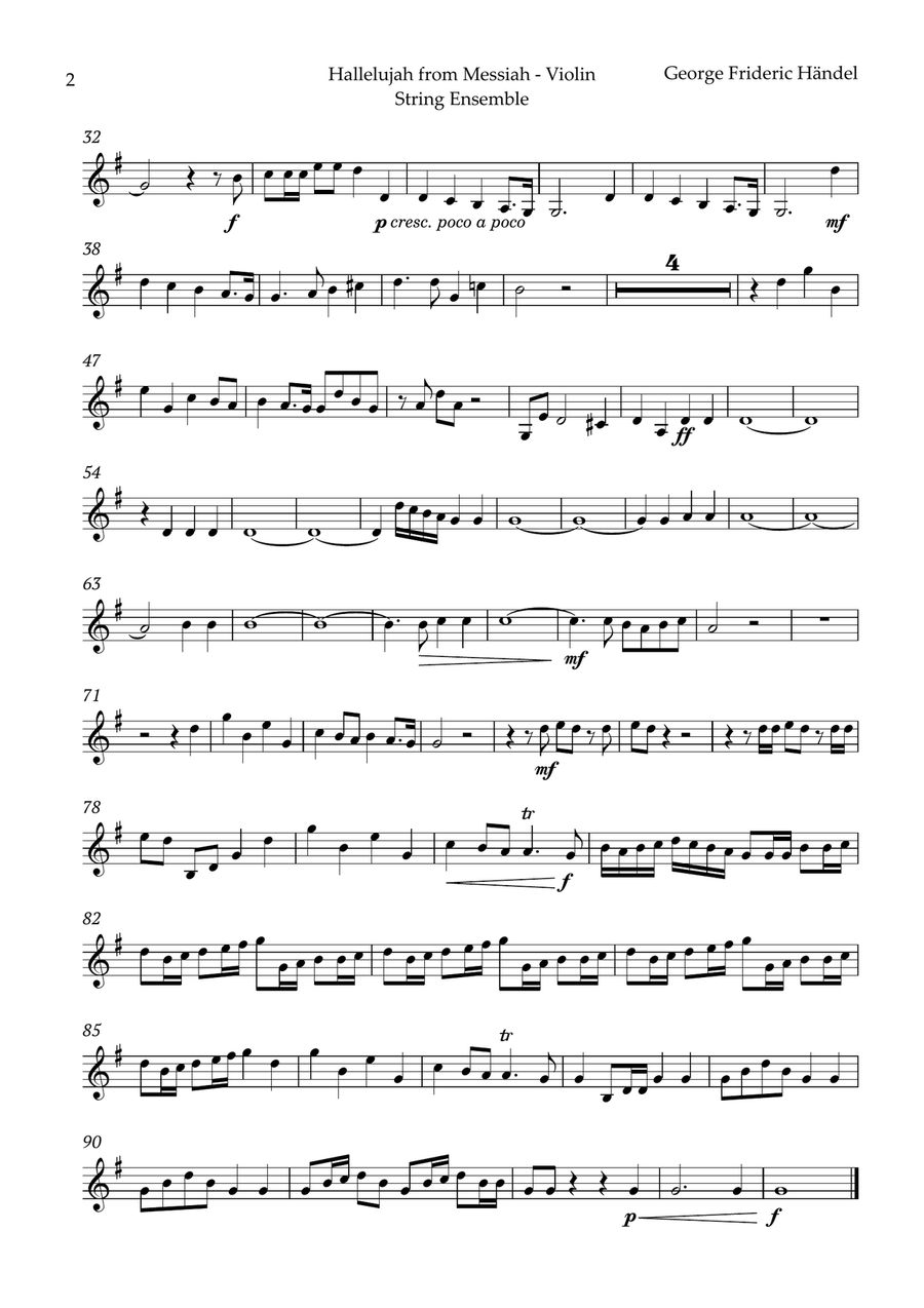 Hallelujah by Friedrich Händel for String Ensemble Chamber Music scores gallery preview page 6