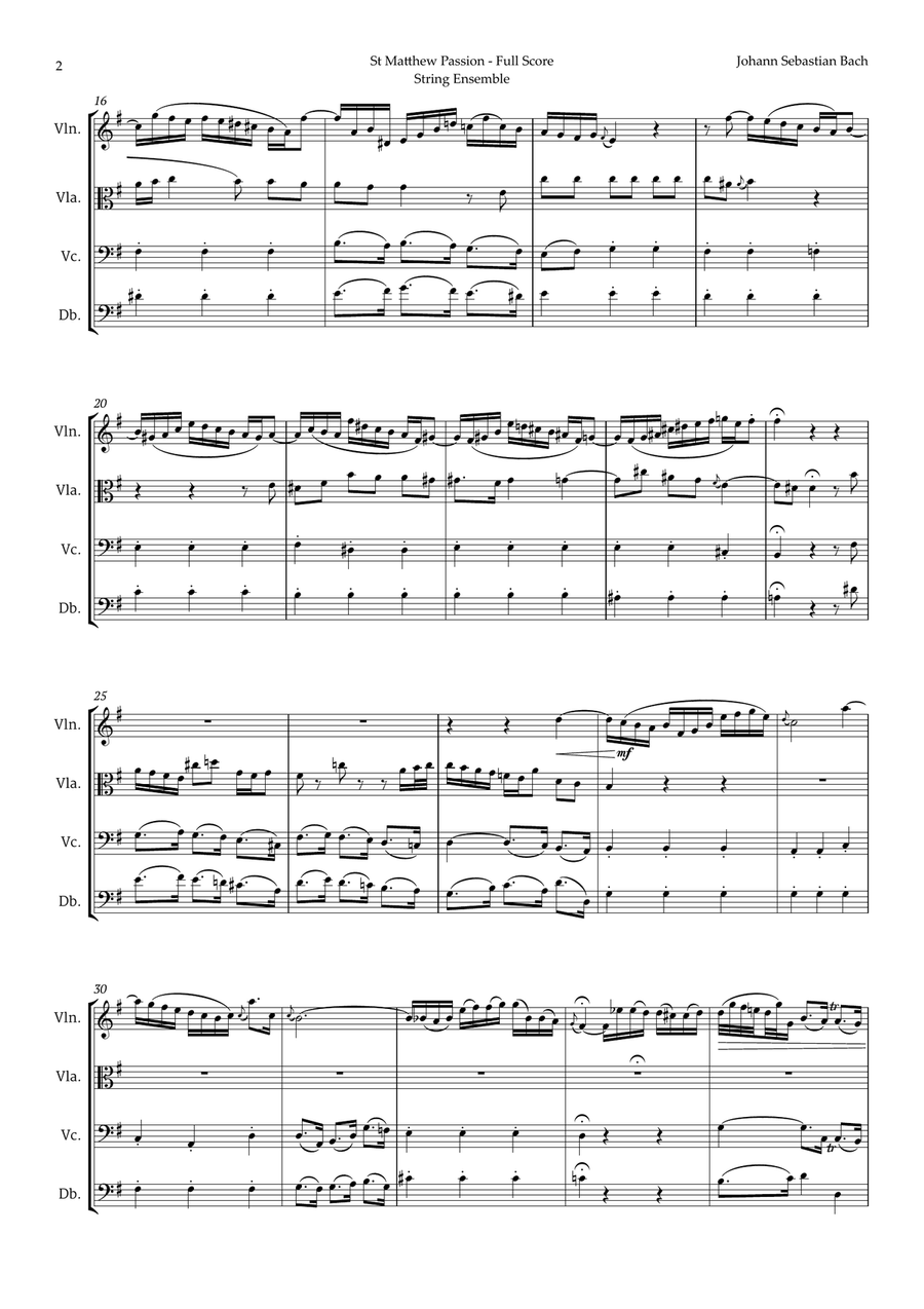 Aus Liebe will mein Heiland sterben by Bach for String Ensemble Chamber Music scores gallery preview page 2