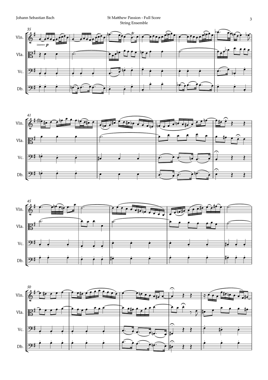 Aus Liebe will mein Heiland sterben by Bach for String Ensemble Chamber Music scores gallery preview page 3
