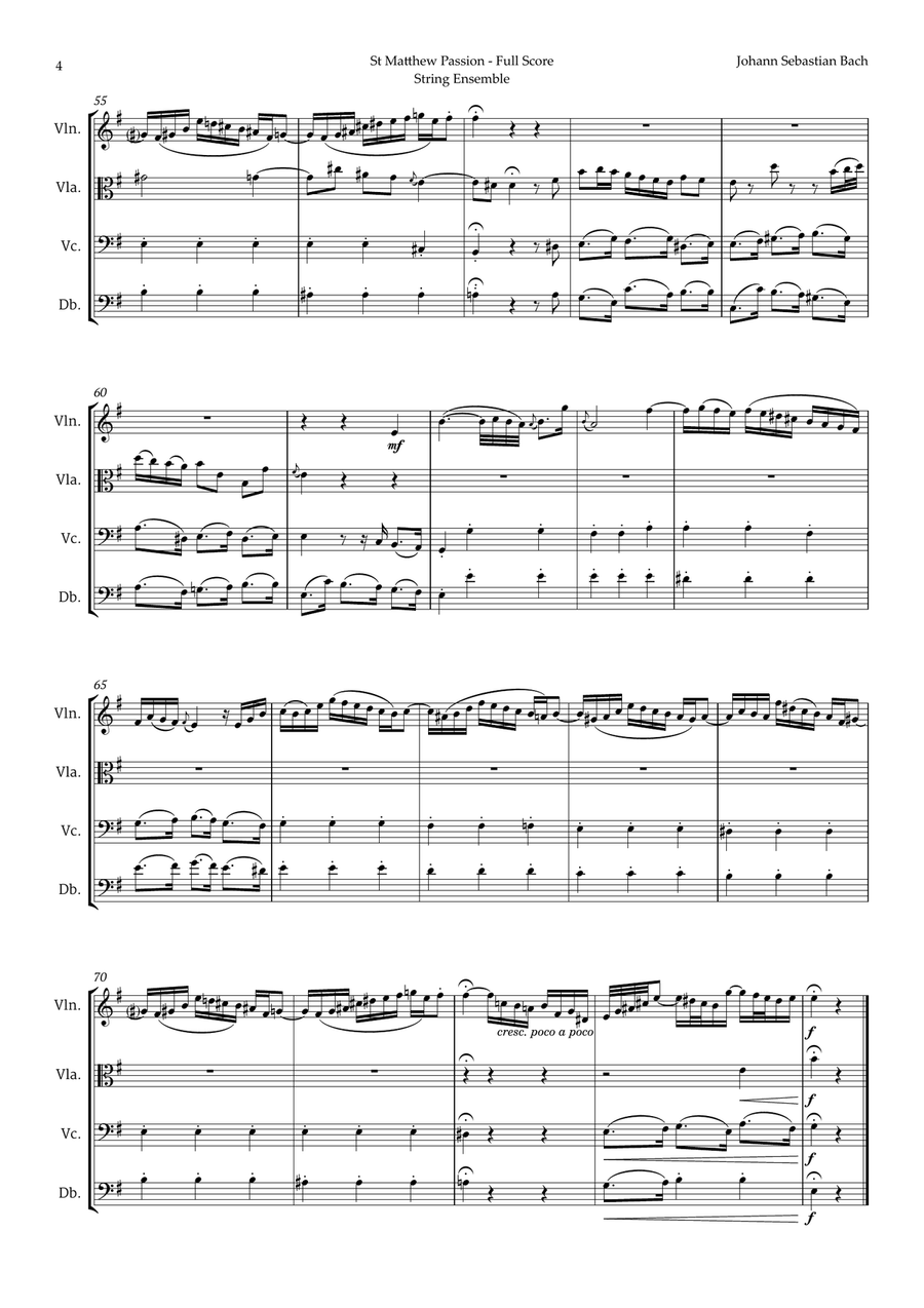 Aus Liebe will mein Heiland sterben by Bach for String Ensemble Chamber Music scores gallery preview page 4