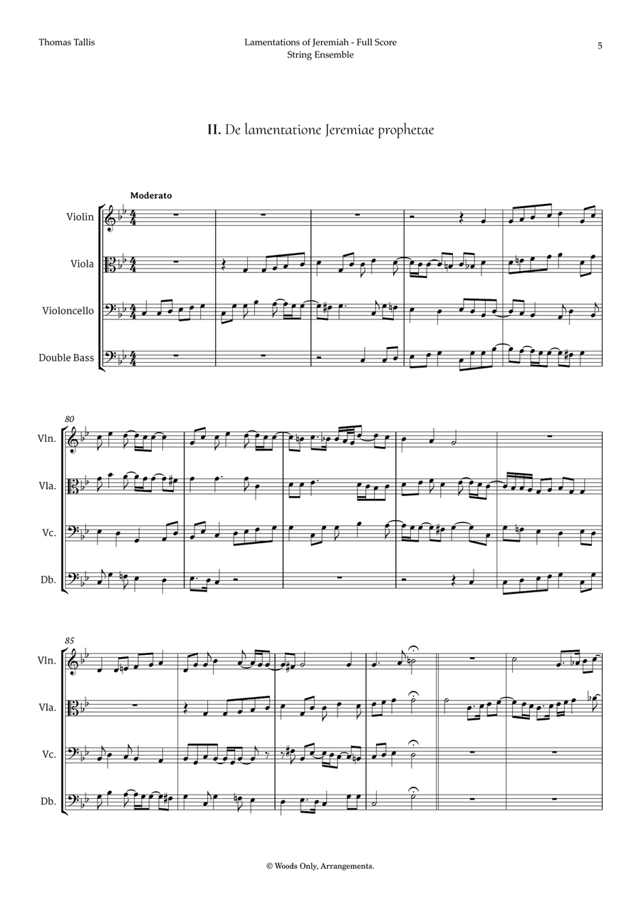 Lamentations of Jeremiah by Thomas Tallis for String Ensemble Chamber Music scores gallery preview page 5