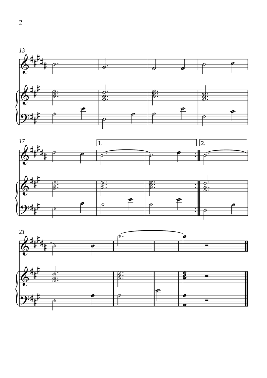 Amazing Grace - Trumpet Bb and Piano in A Major - Beginner Level Letter Names - Sheet Music B-Flat Trumpet scores gallery preview page 2