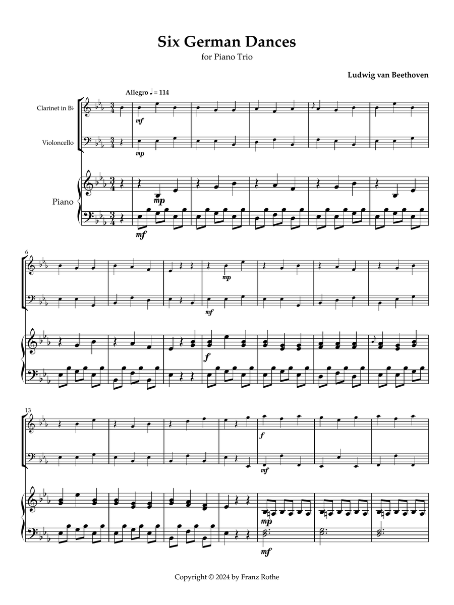 Six German Dances Six German Dances Clarinet Duet scores gallery preview page 1