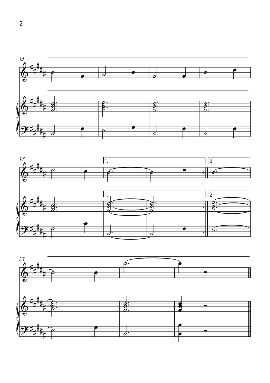 Amazing Grace - Violin and Piano in B Major - Beginner Level - Sheet Music Violin Solo scores gallery preview page 2