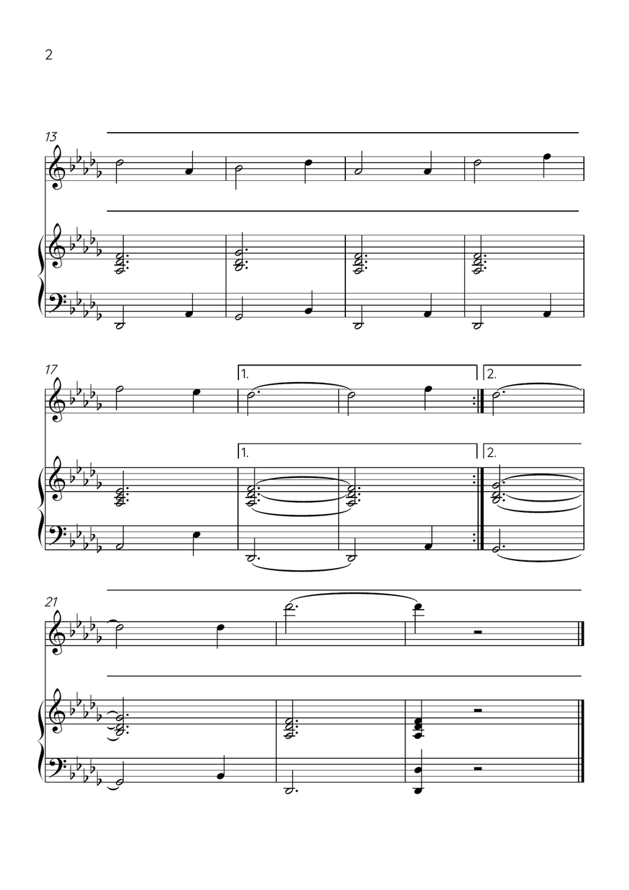 Amazing Grace - Violin and Piano in Db Major - Beginner Level - Sheet Music Violin Solo scores gallery preview page 2