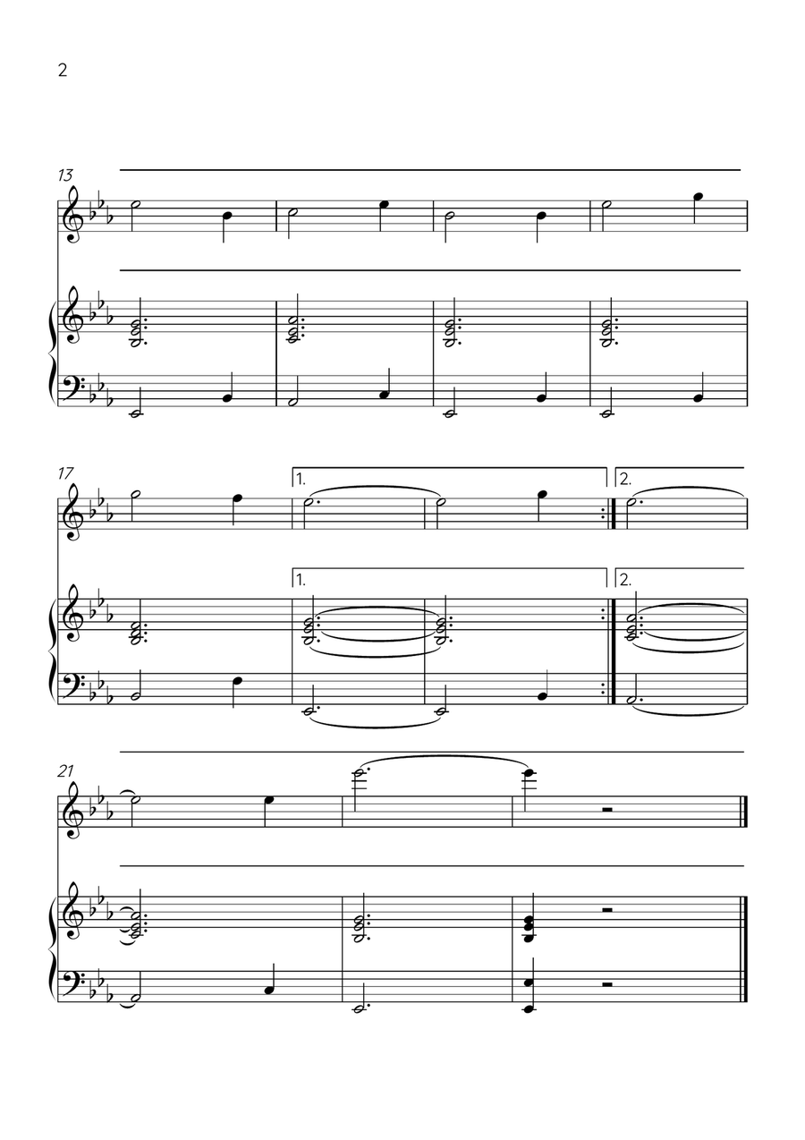 Amazing Grace - Violin and Piano in Eb Major - Beginner Level - Sheet Music Violin Solo scores gallery preview page 2