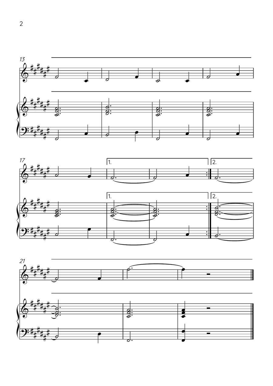 Amazing Grace - Violin and Piano in F# Major - Beginner Level - Sheet Music Violin Solo scores gallery preview page 2