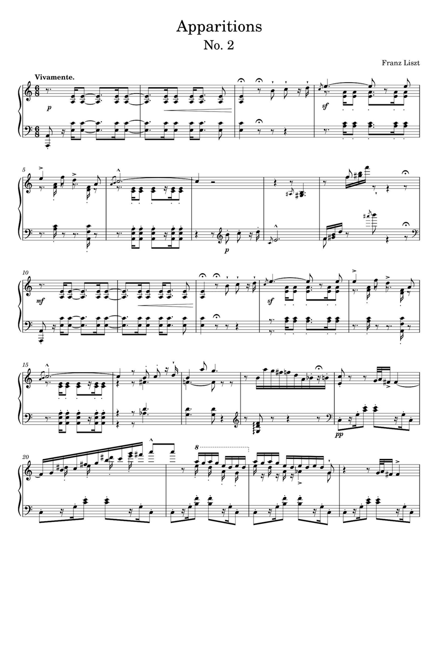 Apparitions - No. 2 - Franz Liszt Piano Solo scores gallery preview page 1