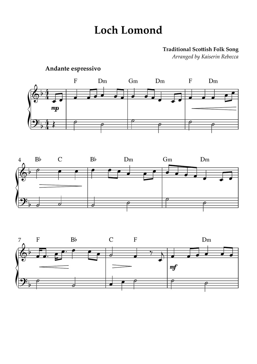 Loch Lomond Loch Lomond Piano Method scores gallery preview page 1