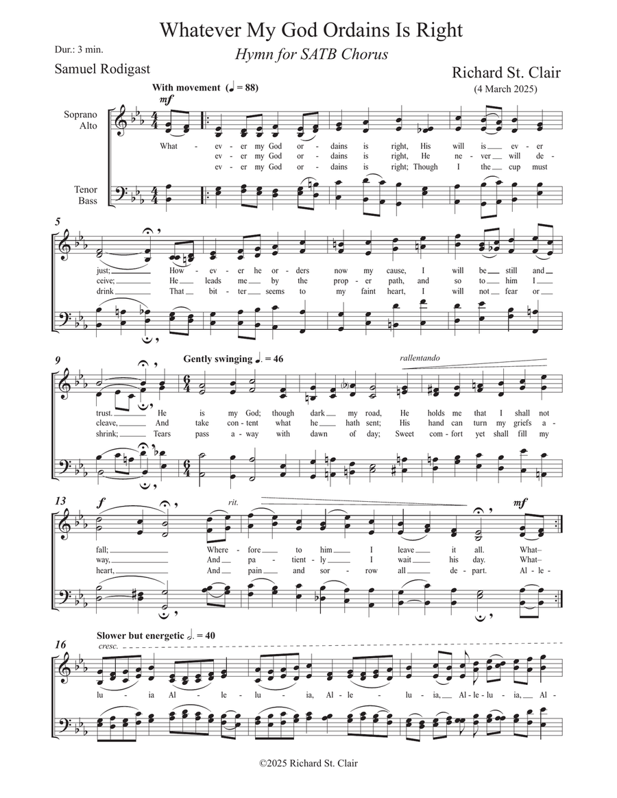 Whatever My God Ordains Is Right 4-Part scores gallery preview page 1