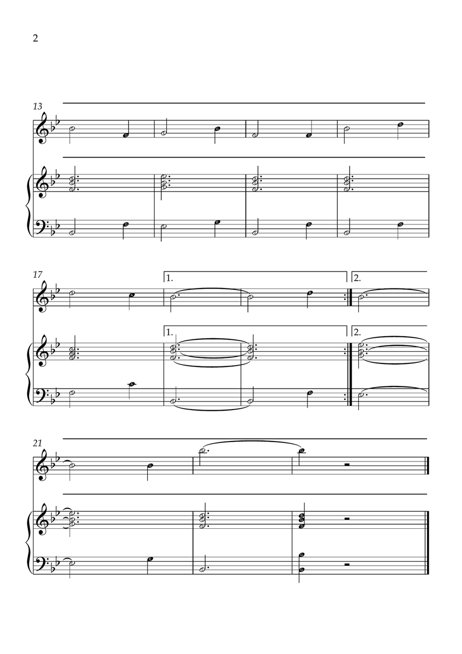 Amazing Grace - Violin and Piano in Bb Major - Beginner Level Letter Names - Sheet Music Violin Solo scores gallery preview page 2