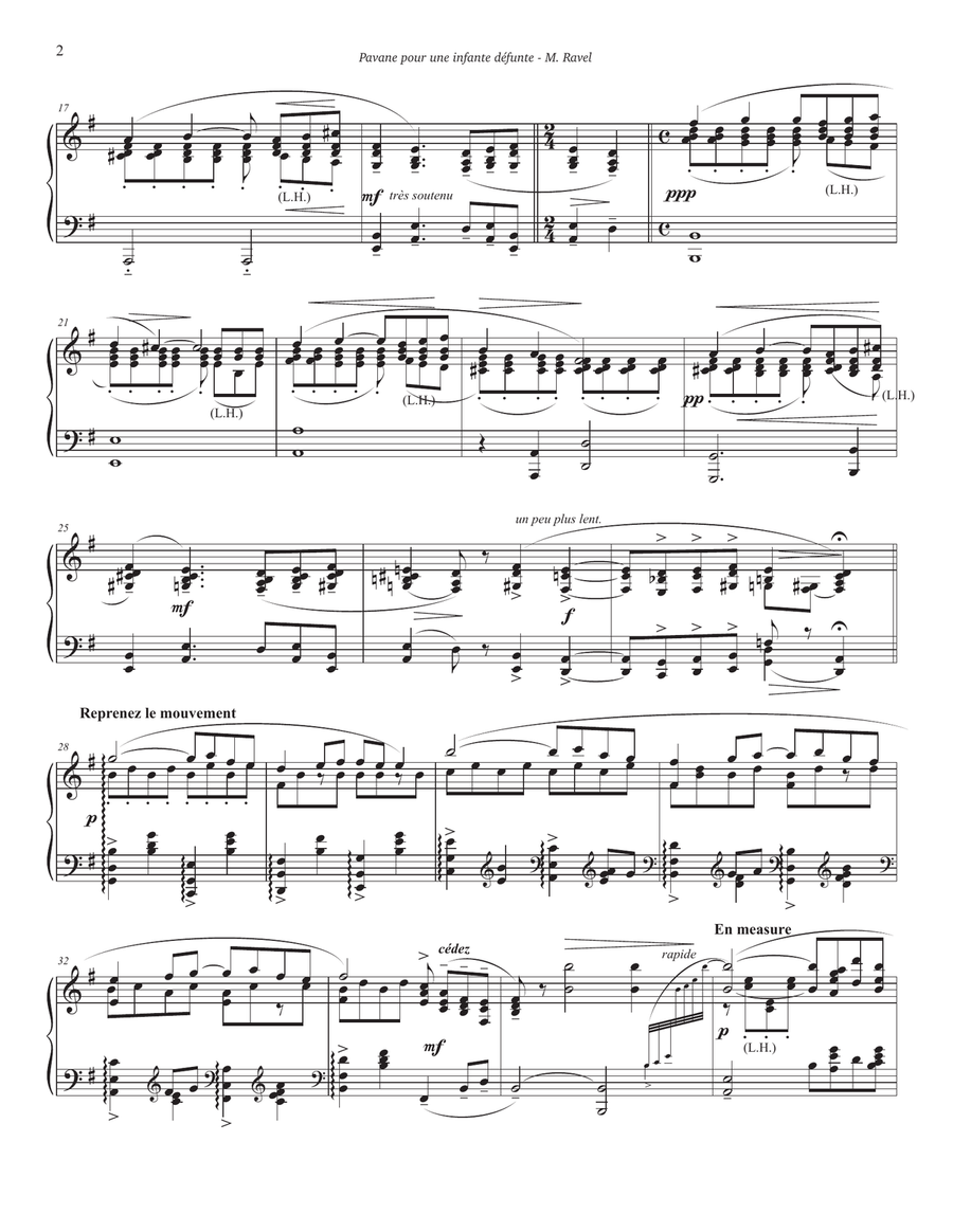 Pavane pour une infante défunte (for small hands) Piano Solo scores gallery preview page 2