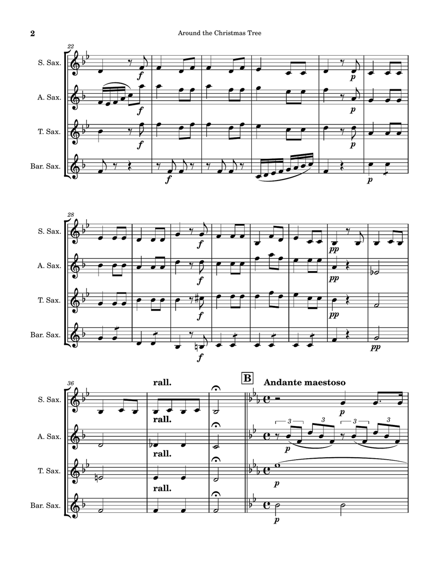 Around The Christmas Tree - A Yuletide Potpourri Saxophone Quartet scores gallery preview page 2