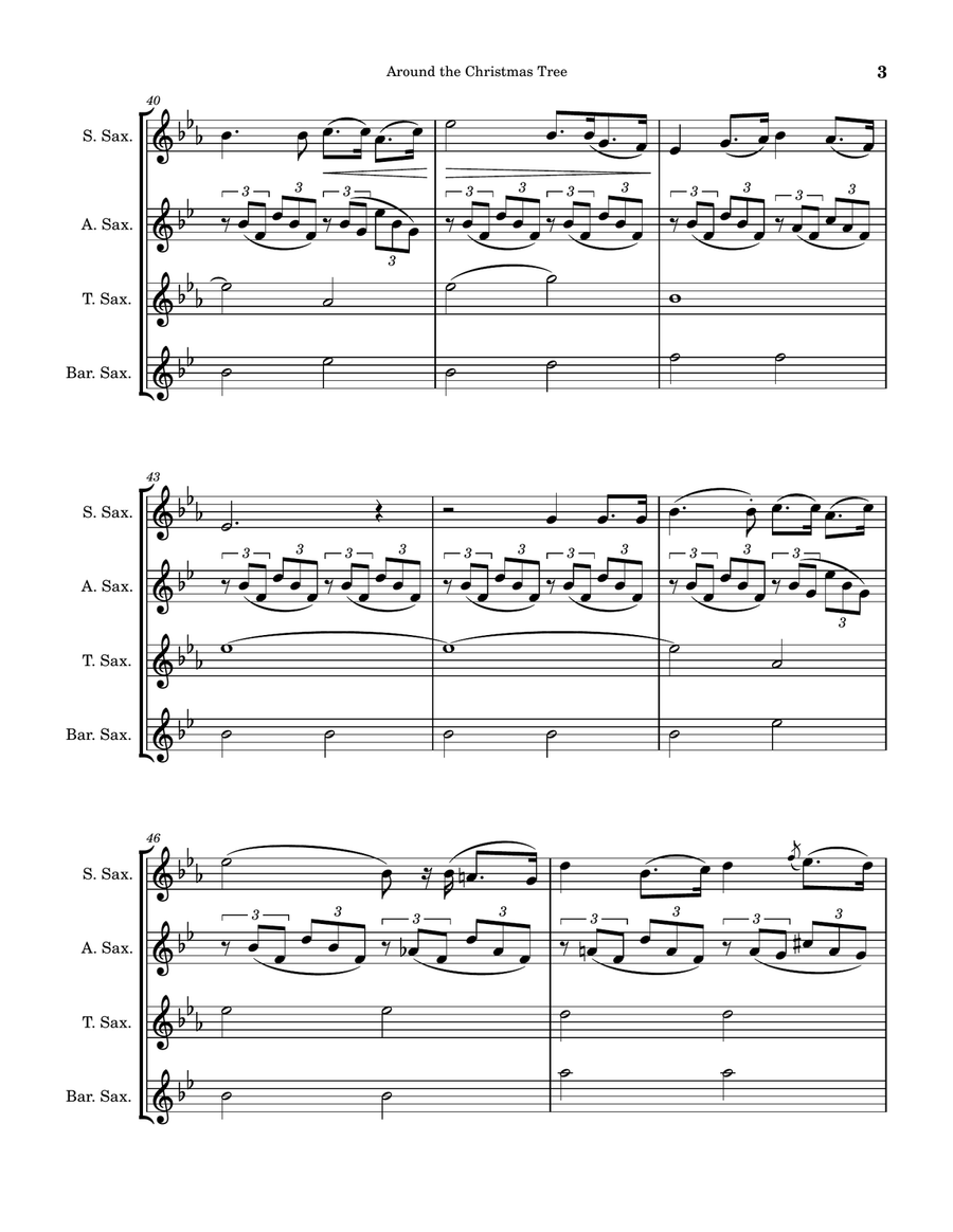 Around The Christmas Tree - A Yuletide Potpourri Saxophone Quartet scores gallery preview page 3