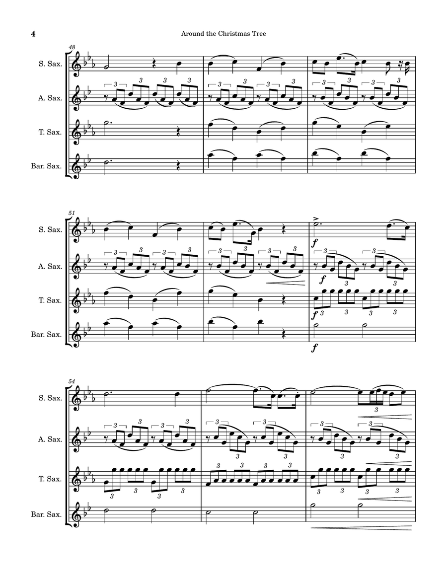 Around The Christmas Tree - A Yuletide Potpourri Saxophone Quartet scores gallery preview page 4