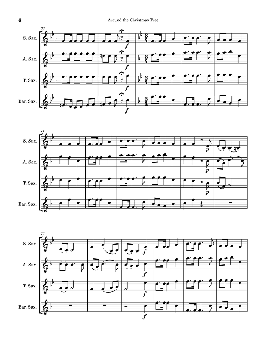 Around The Christmas Tree - A Yuletide Potpourri Saxophone Quartet scores gallery preview page 6