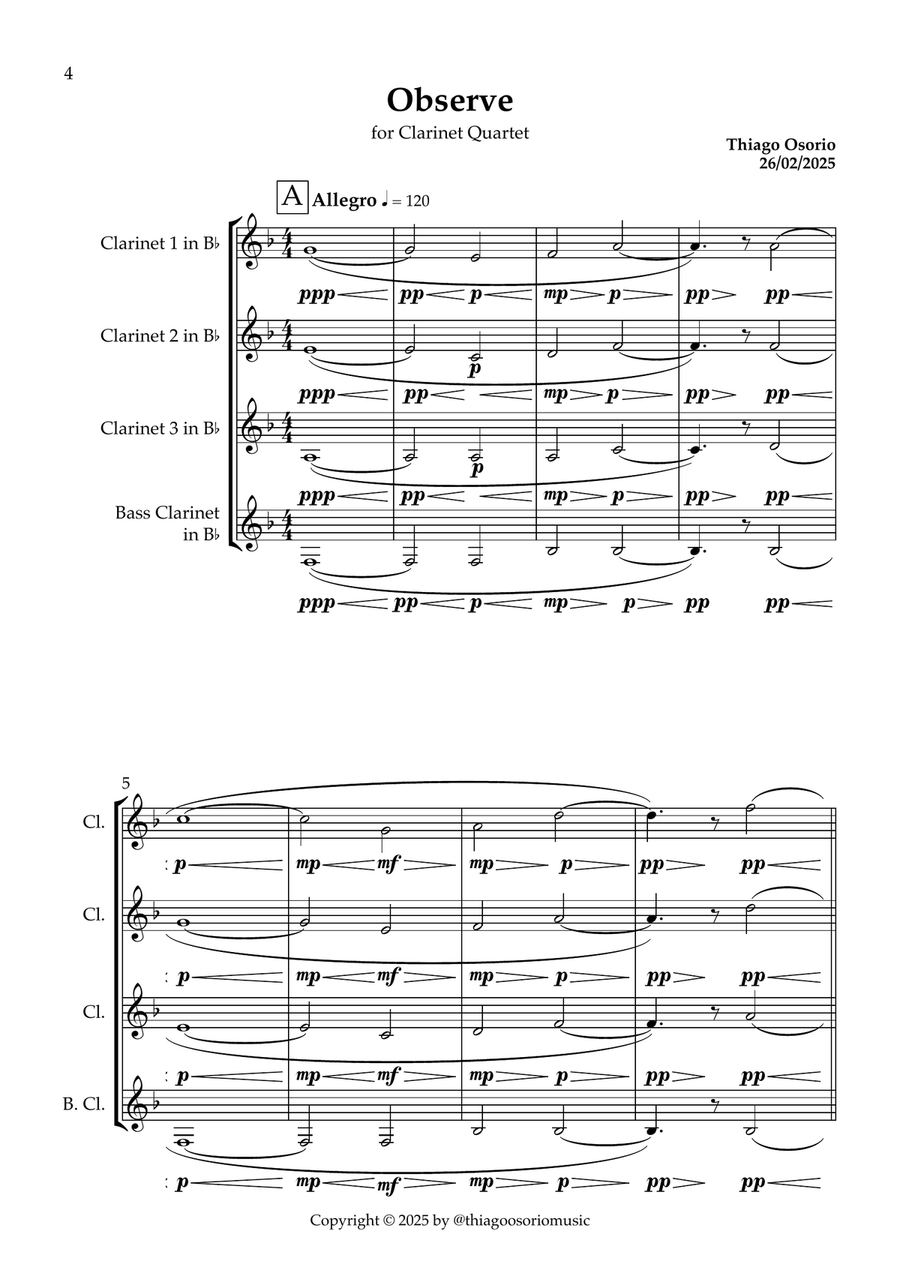 Observe Observe Clarinet Quartet scores gallery preview page 4
