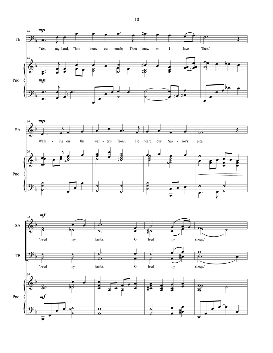 Lovest Thou Me? sacred music. for SATB choir - text by Mary Ann Snowball 4-Part scores gallery preview page 3