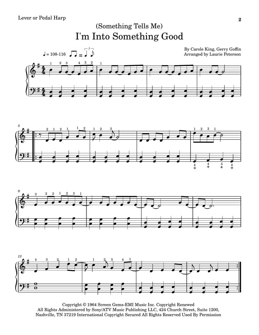 I'm Into Something Good Celtic Harp scores gallery preview page 2