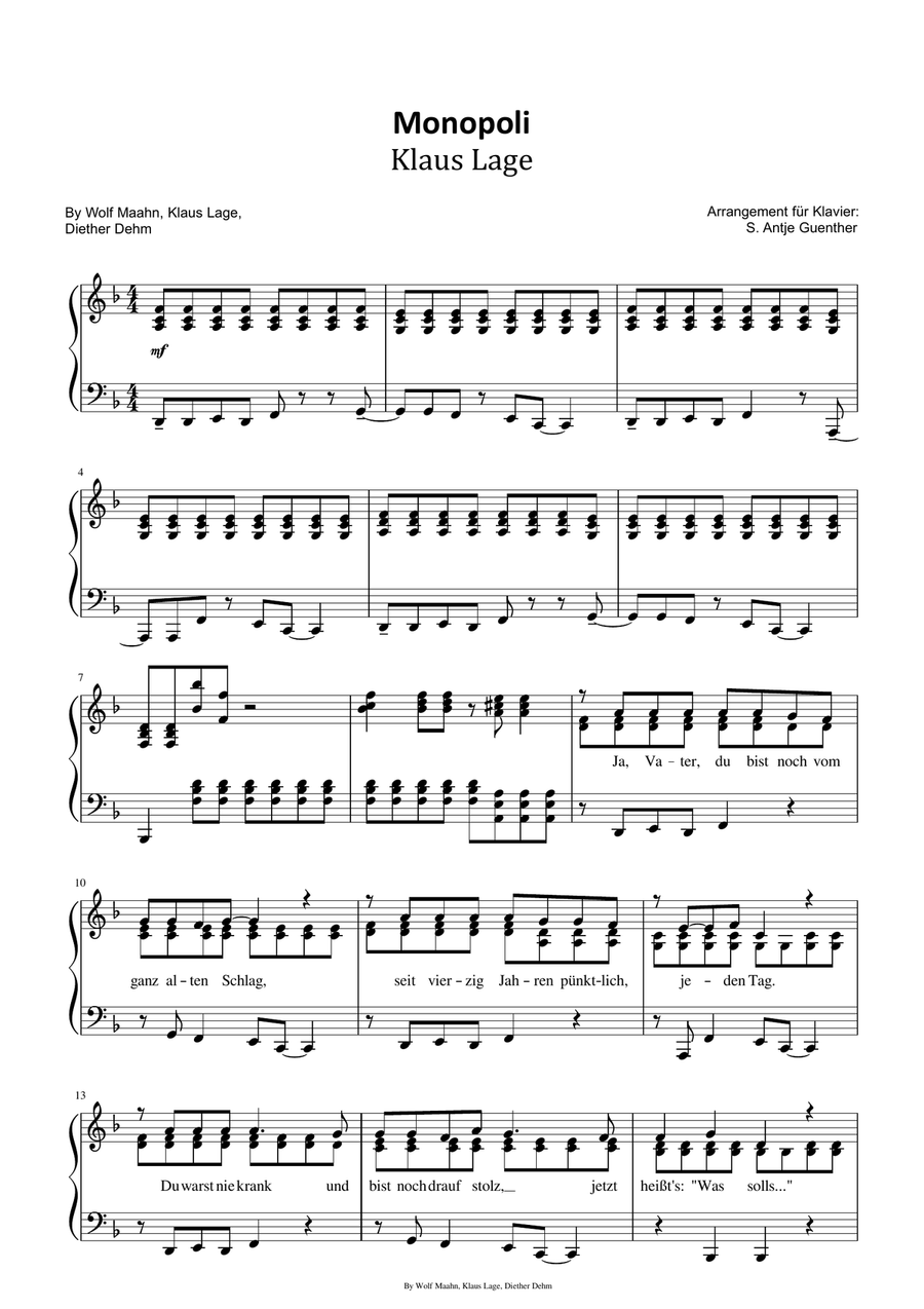 Monopoly Monopoly Piano Solo scores gallery preview page 1