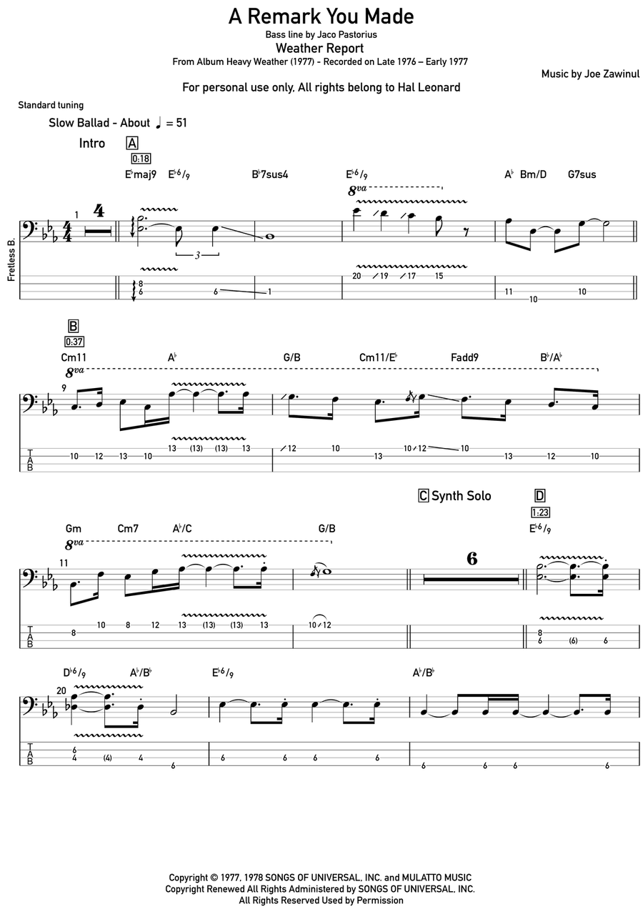 A Remark You Made Acoustic Guitar scores gallery preview page 1