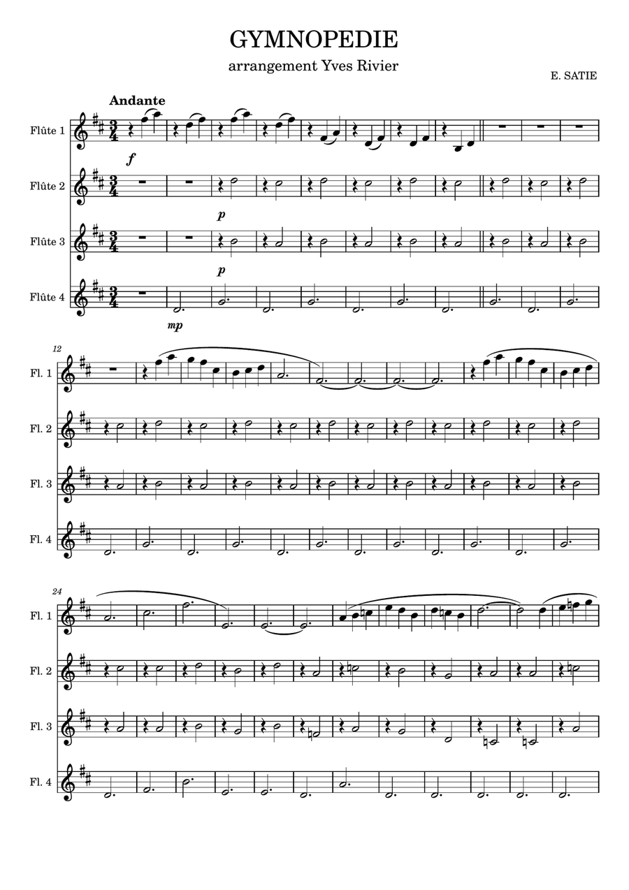 GYMNOPEDIE GYMNOPEDIE Woodwind Quartet scores gallery preview page 1