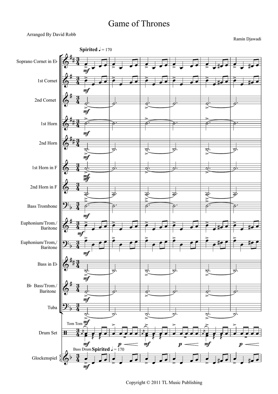 Game Of Thrones Brass Band scores gallery preview page 1