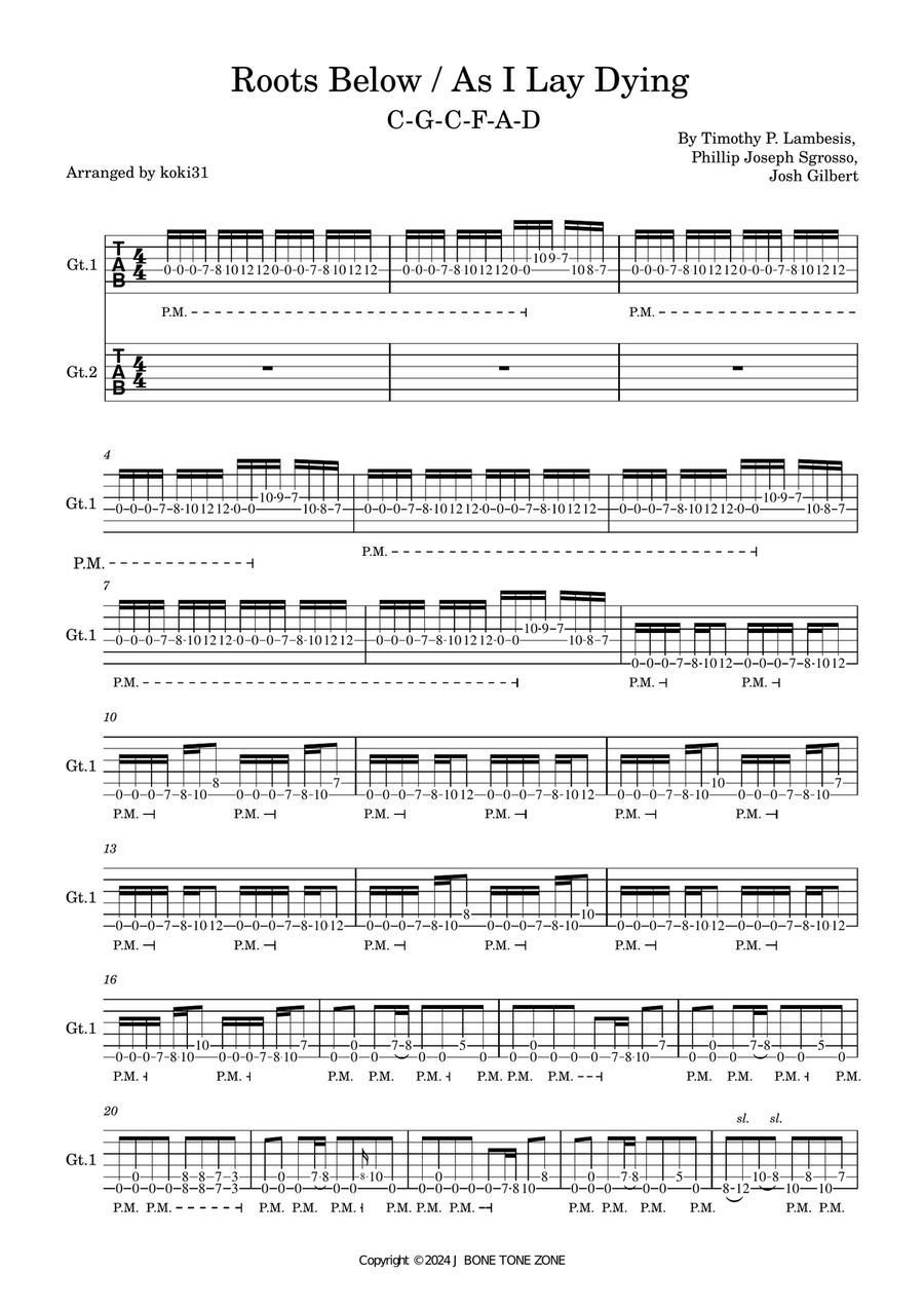 Roots Below Roots Below Guitar Tablature scores gallery preview page 1