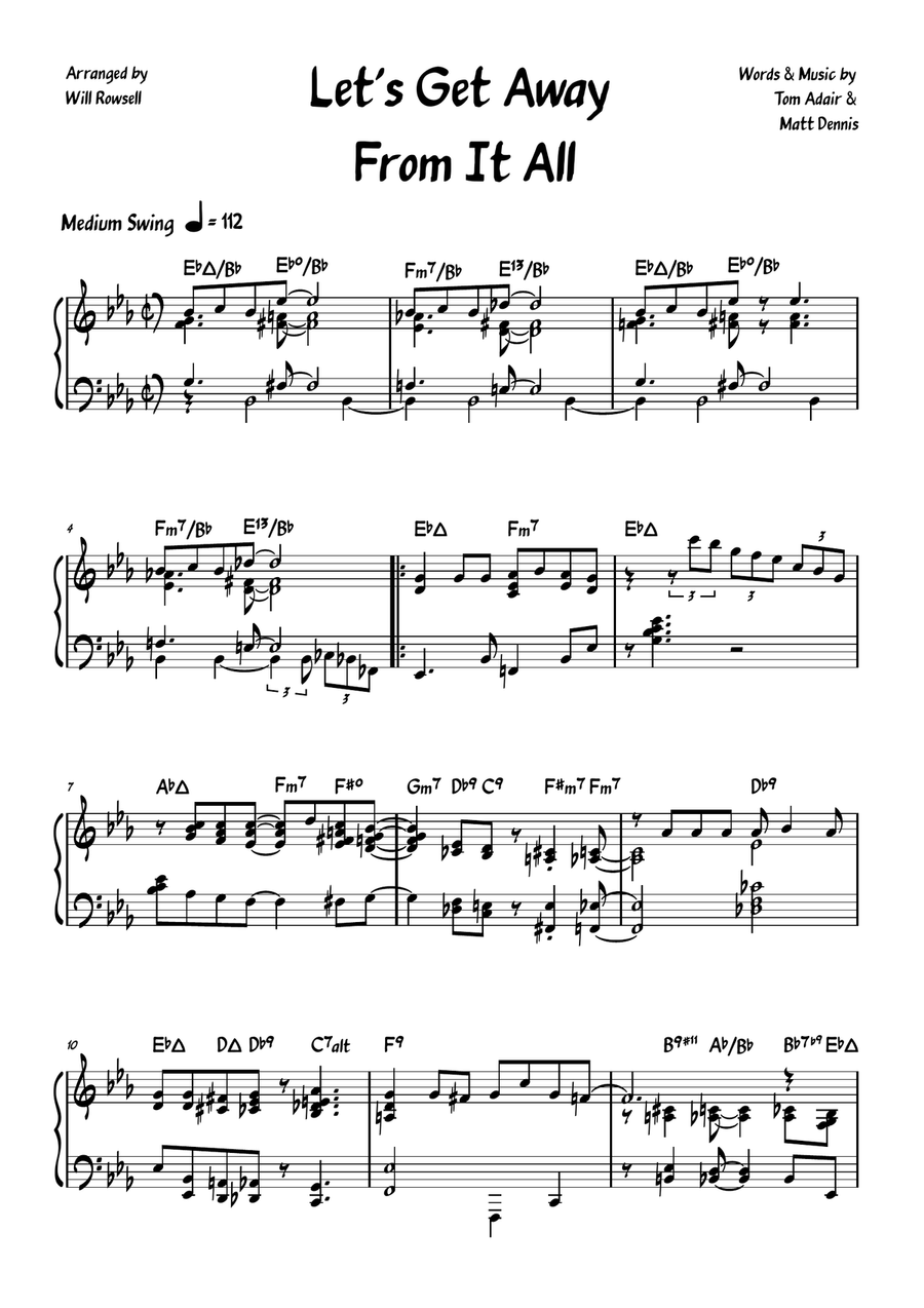 Let's Get Away From It All Piano Solo scores gallery preview page 1