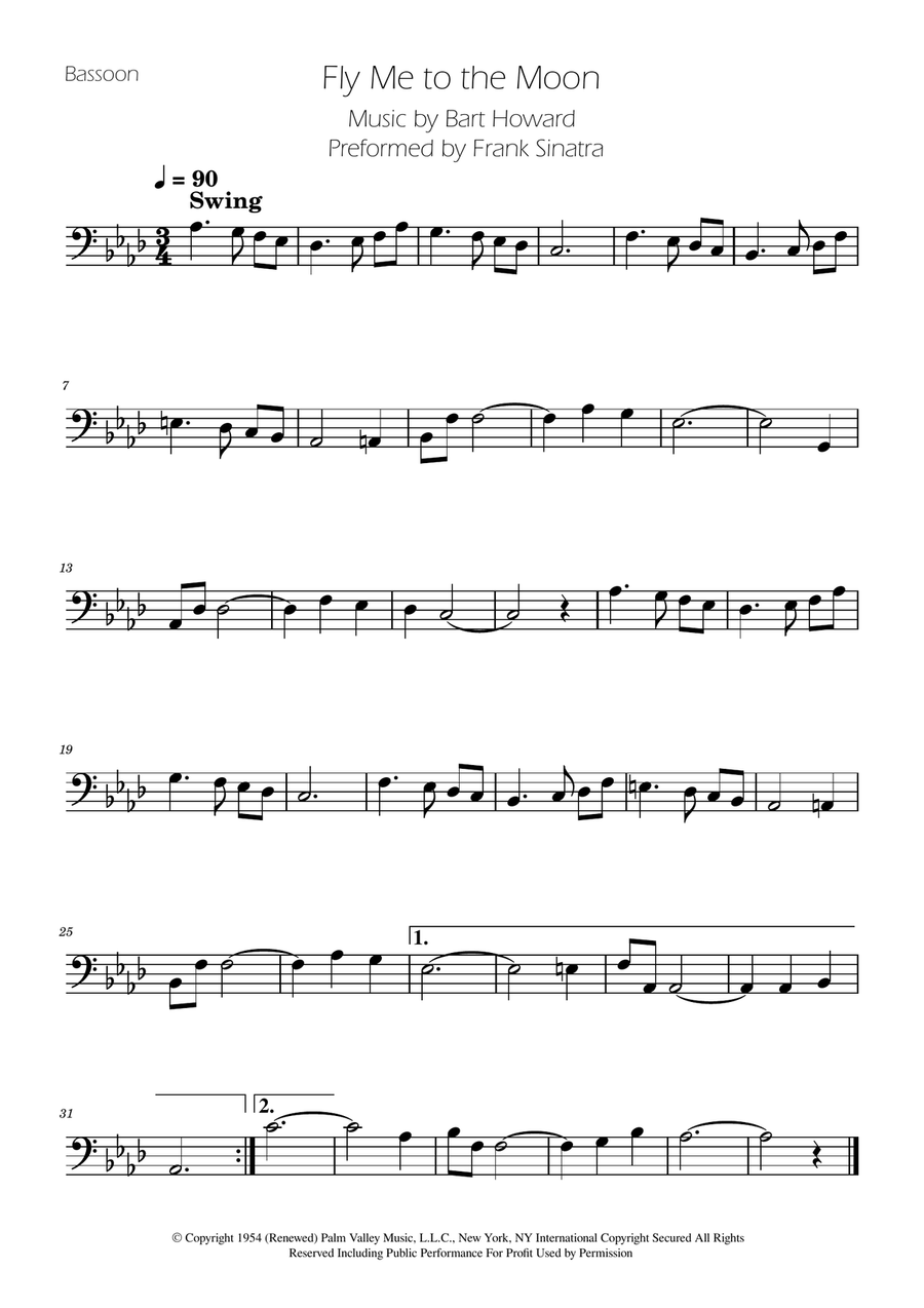 Fly Me To The Moon (In Other Words) Bassoon Solo scores gallery preview page 1
