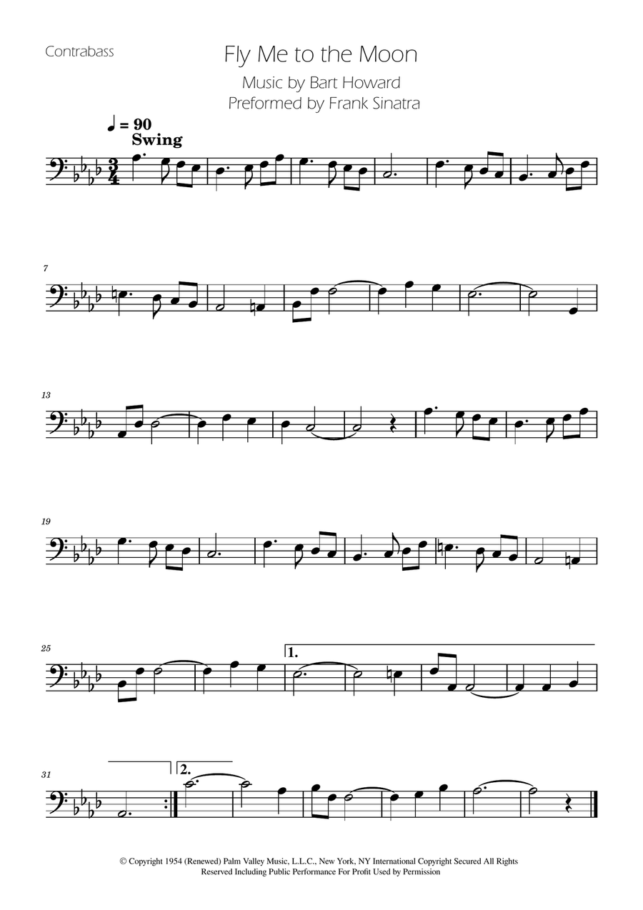Fly Me To The Moon (In Other Words) Double Bass scores gallery preview page 1