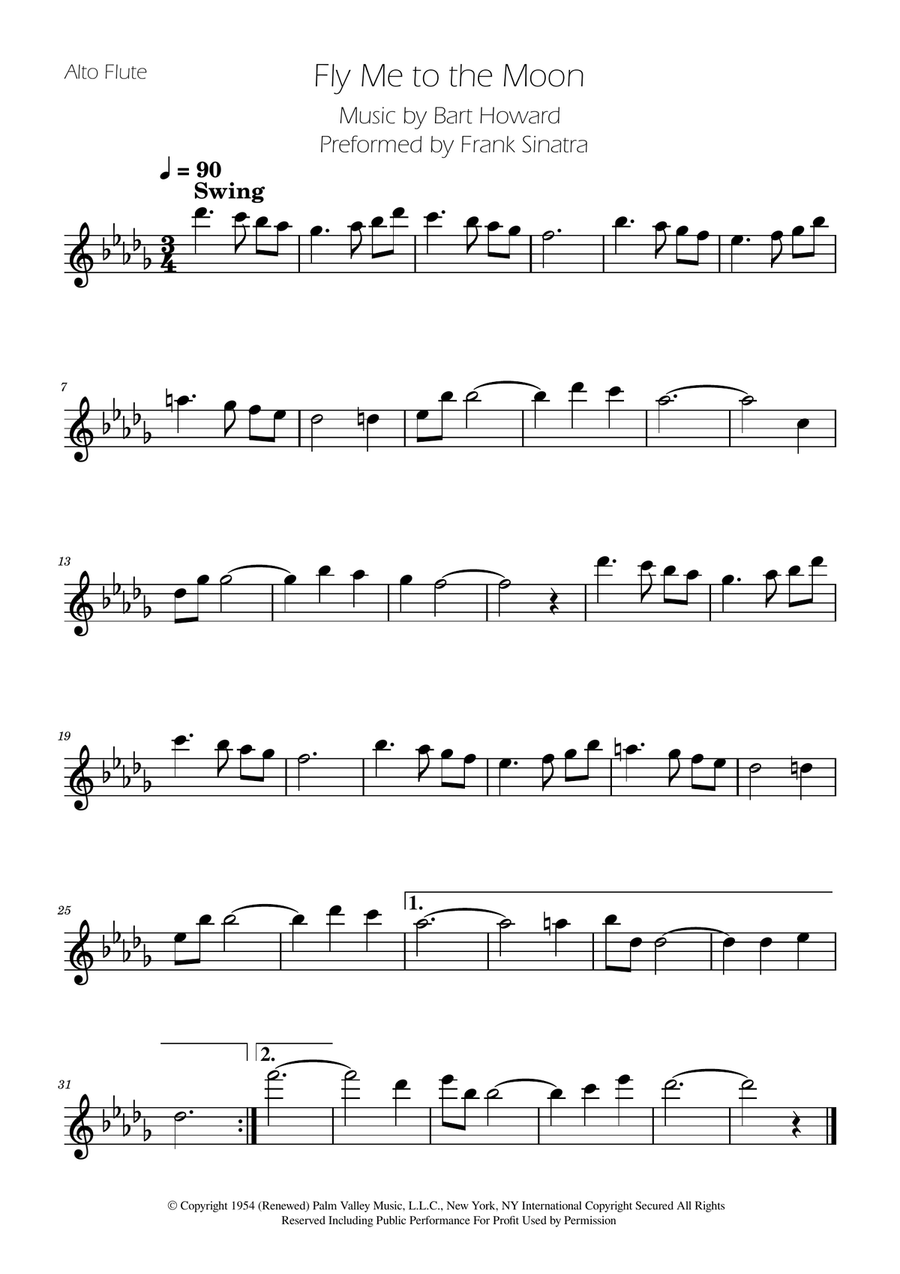 Fly Me To The Moon (In Other Words) Flute Solo scores gallery preview page 1