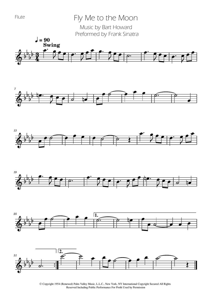 Fly Me To The Moon (In Other Words) Flute Solo scores gallery preview page 1