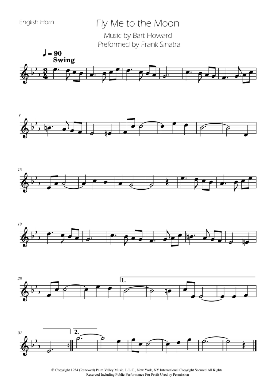 Fly Me To The Moon (In Other Words) English Horn scores gallery preview page 1