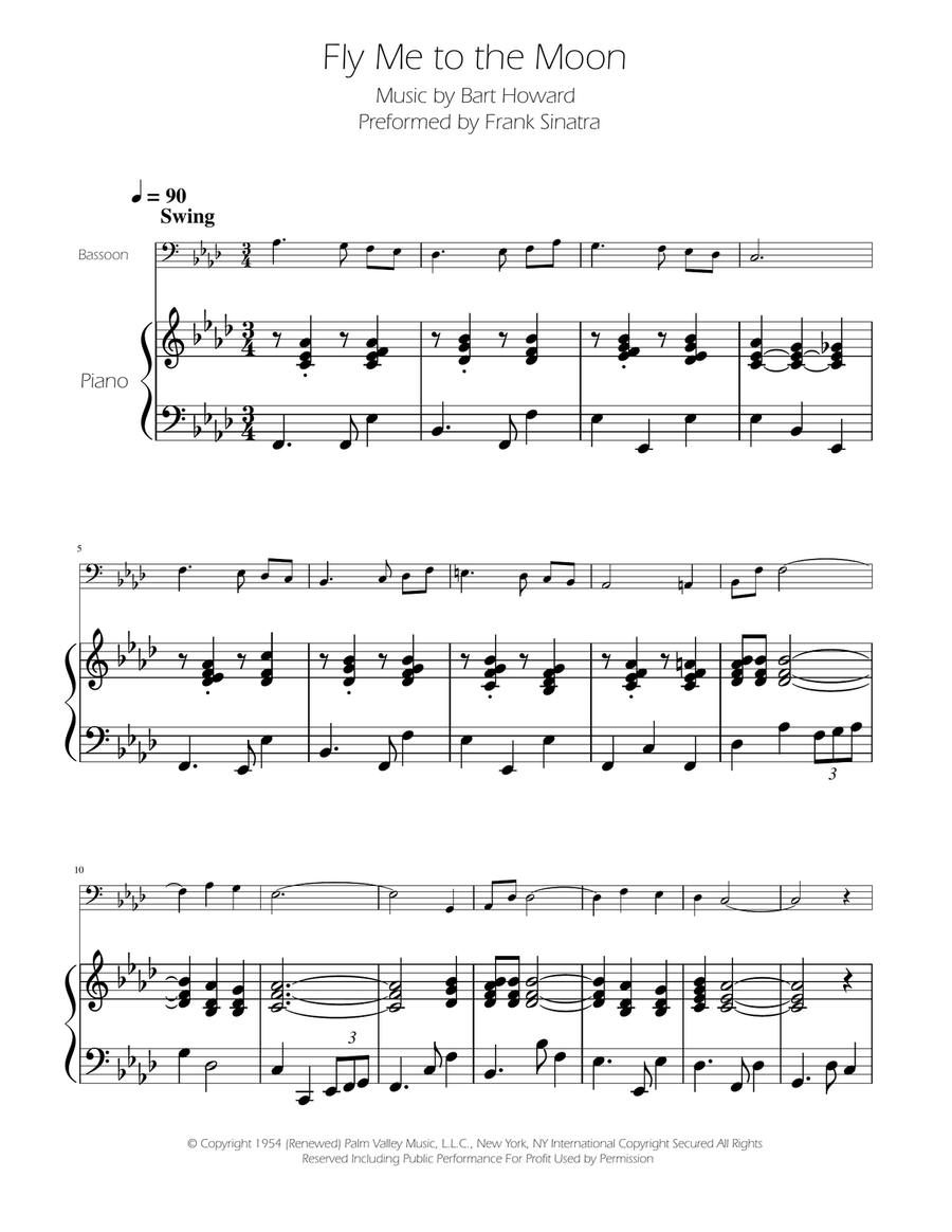 Fly Me To The Moon (In Other Words) Bassoon scores gallery preview page 1