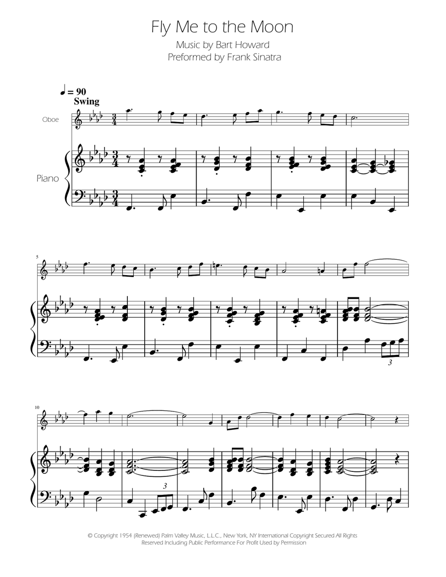 Fly Me To The Moon (In Other Words) Oboe Solo scores gallery preview page 1