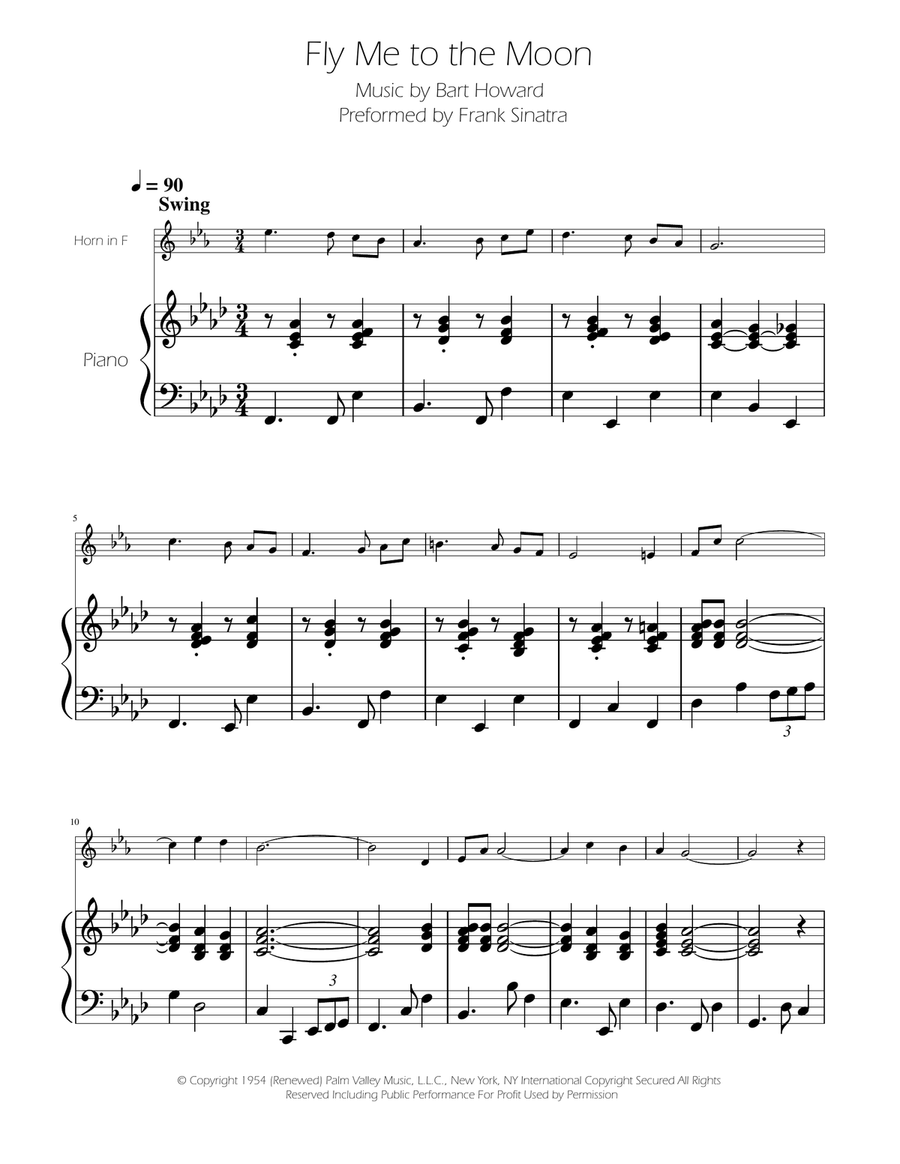 Fly Me To The Moon (In Other Words) Piano scores gallery preview page 1