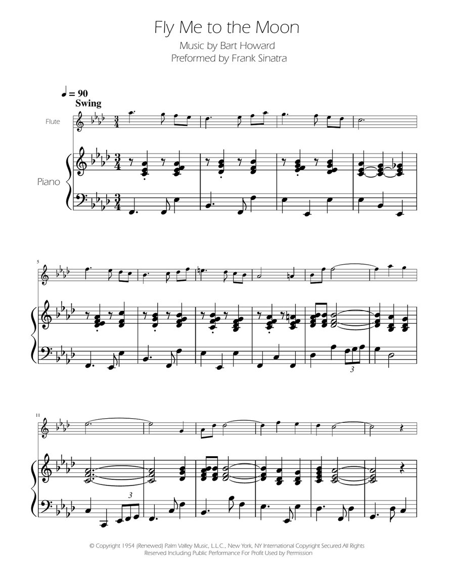 Fly Me To The Moon (In Other Words) Flute Solo scores gallery preview page 1