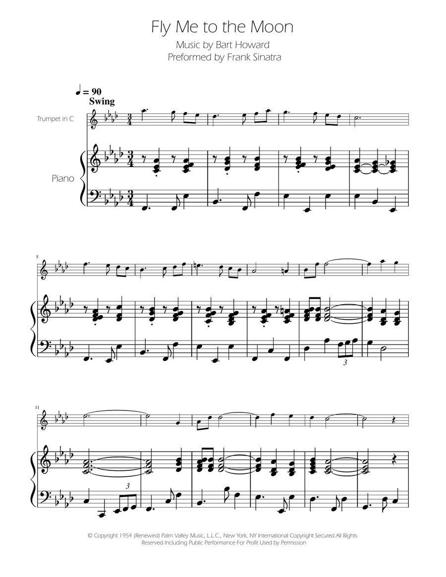 Fly Me To The Moon (In Other Words) C Trumpet scores gallery preview page 1