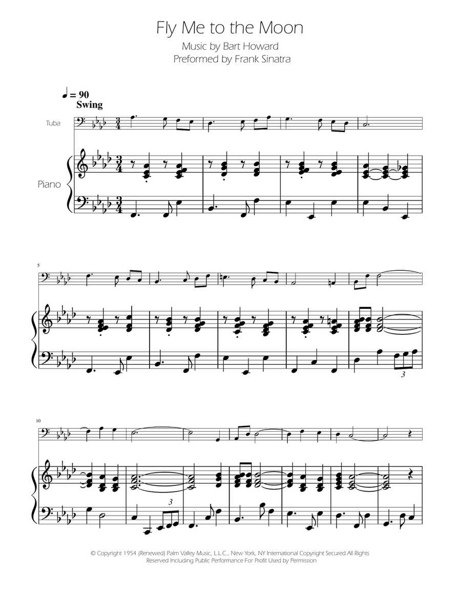 Fly Me To The Moon (In Other Words) Tuba scores gallery preview page 1