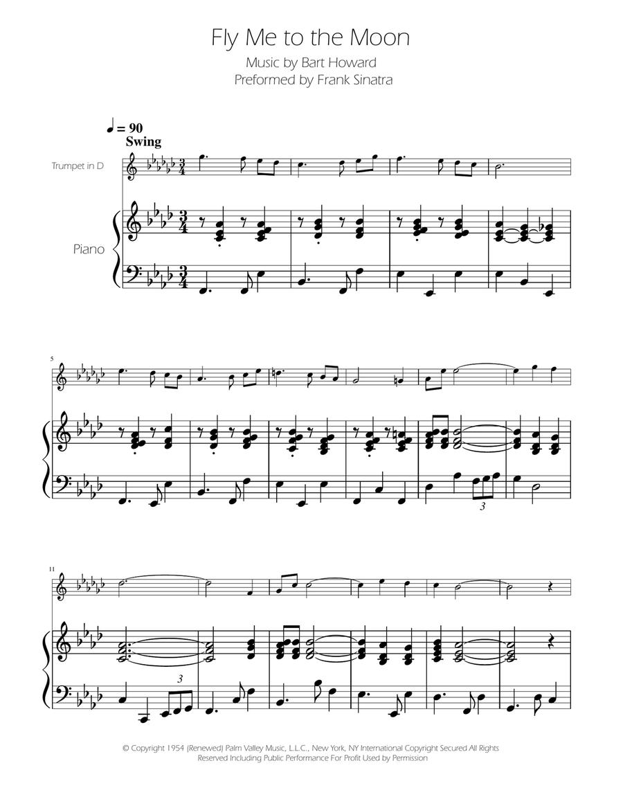 Fly Me To The Moon (In Other Words) Trumpet Solo scores gallery preview page 1