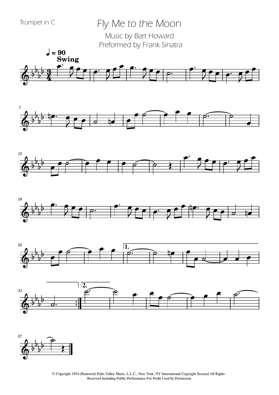 Fly Me To The Moon (In Other Words) C Trumpet scores gallery preview page 1