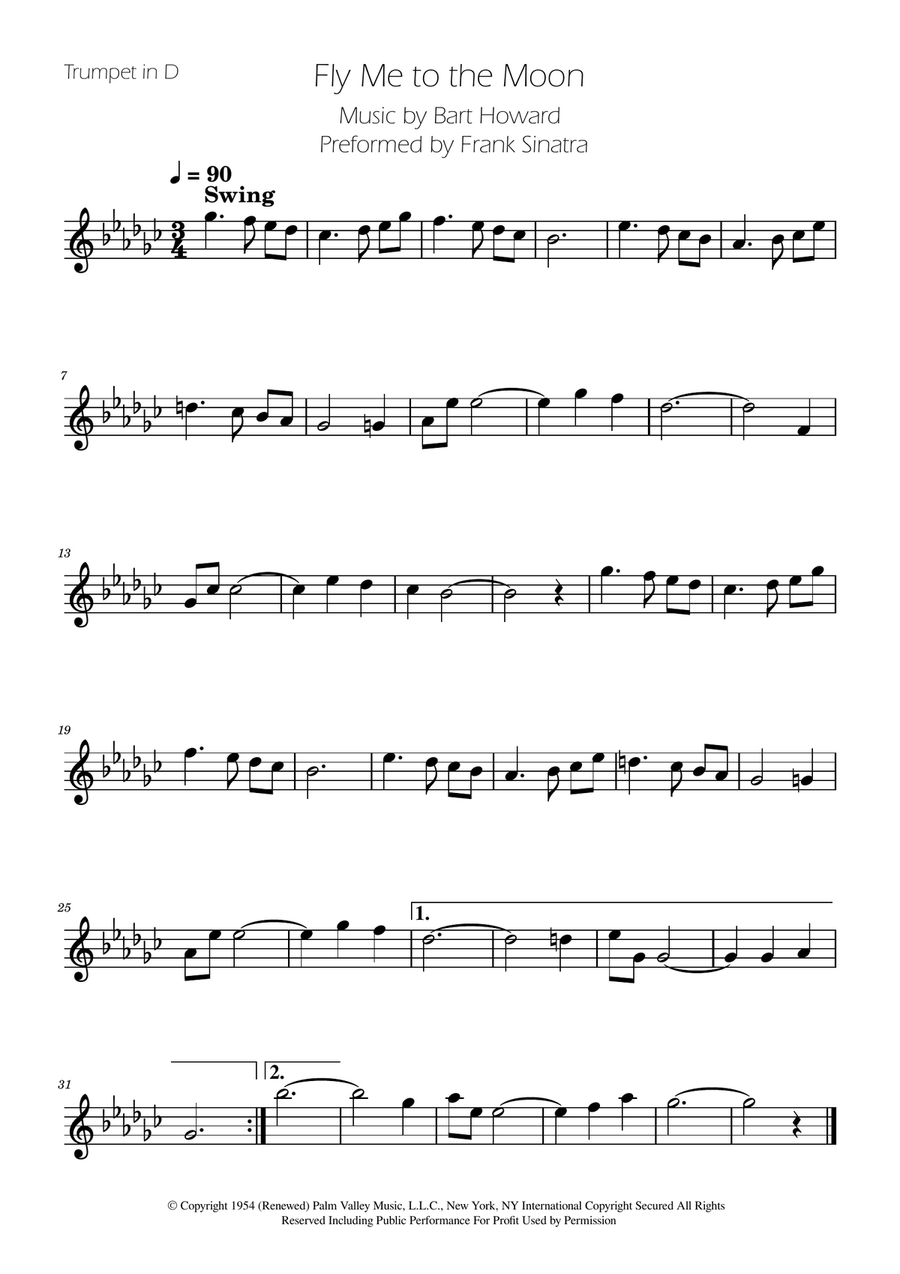 Fly Me To The Moon (In Other Words) Trumpet Solo scores gallery preview page 1