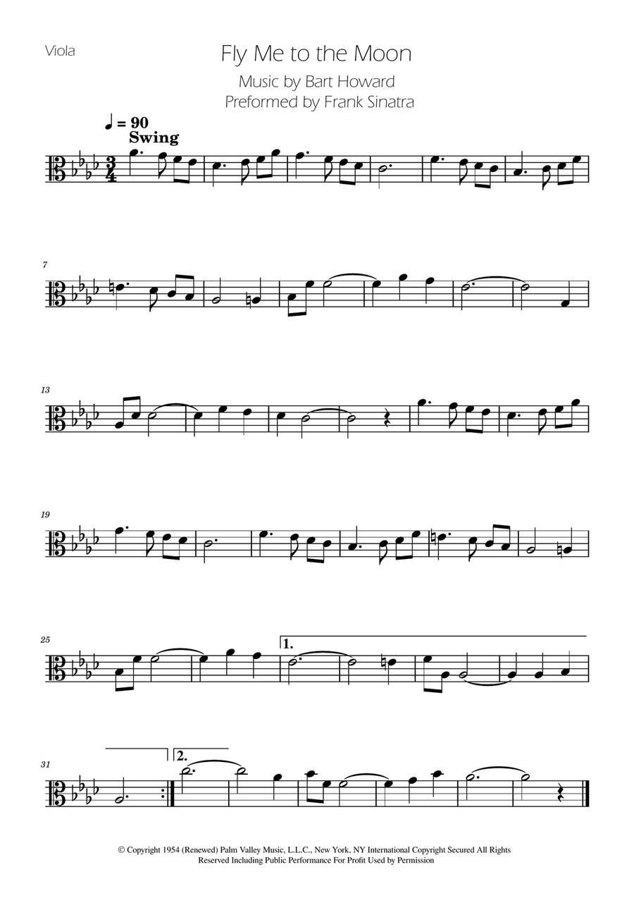 Fly Me To The Moon (In Other Words) Viola Solo scores gallery preview page 1