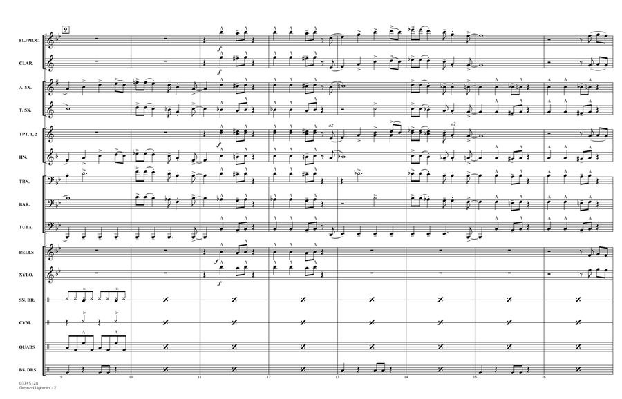 Greased Lightnin' (from Grease) (arr. Michael Brown) - Full Score Marching Band scores gallery preview page 2