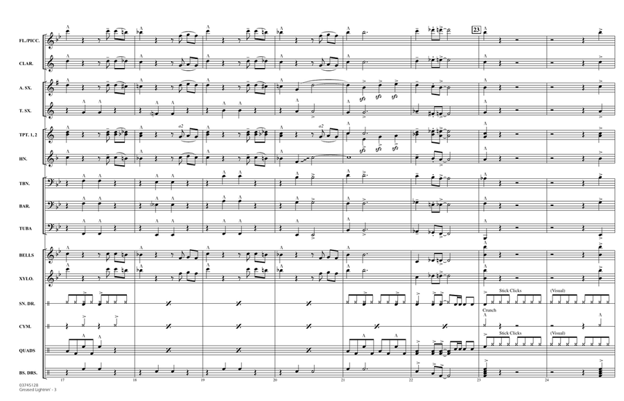 Greased Lightnin' (from Grease) (arr. Michael Brown) - Full Score Marching Band scores gallery preview page 3