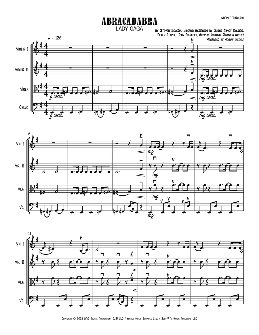Abracadabra String Quartet scores gallery preview page 1