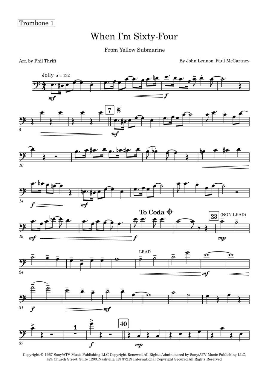 When I'm Sixty-Four Brass Quartet scores gallery preview page 6